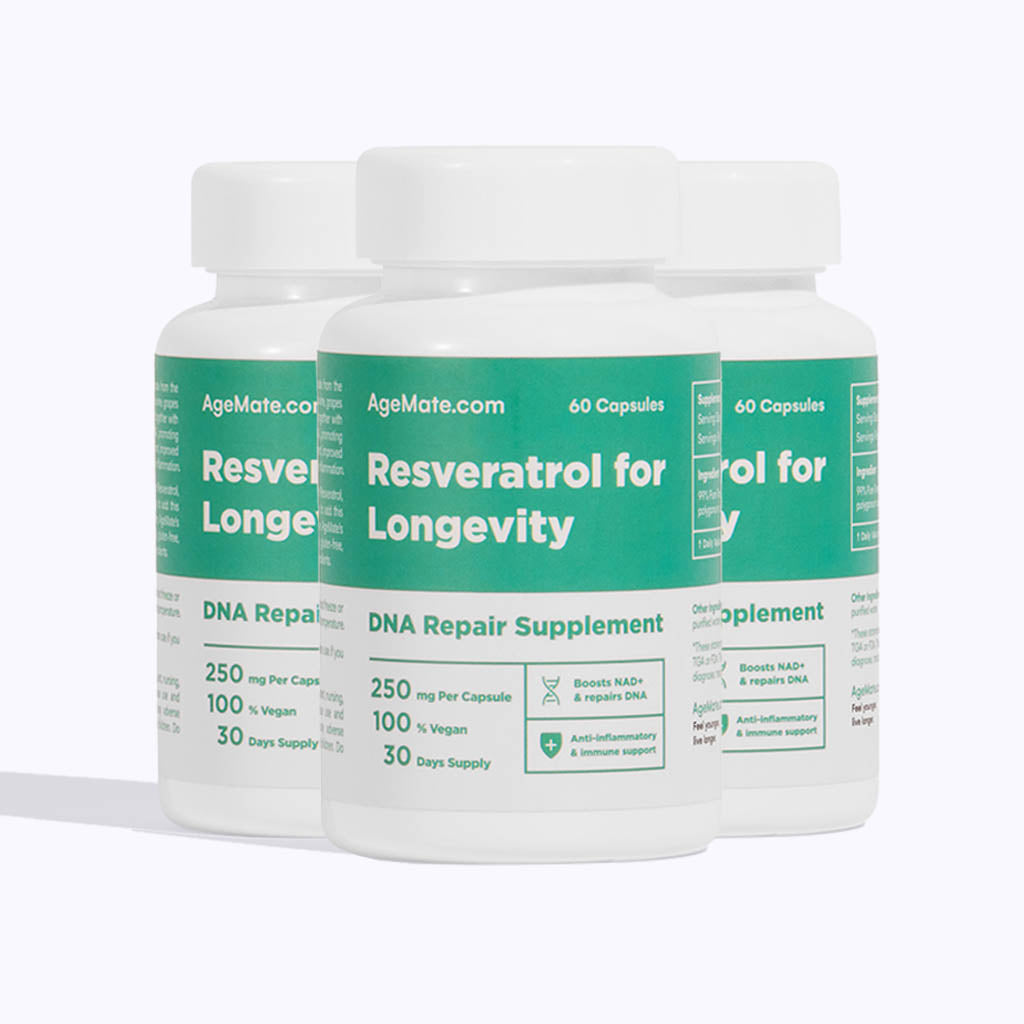 3Pack of Resveratrol Supplement for DNA Repair (60 x 250mg Capsules